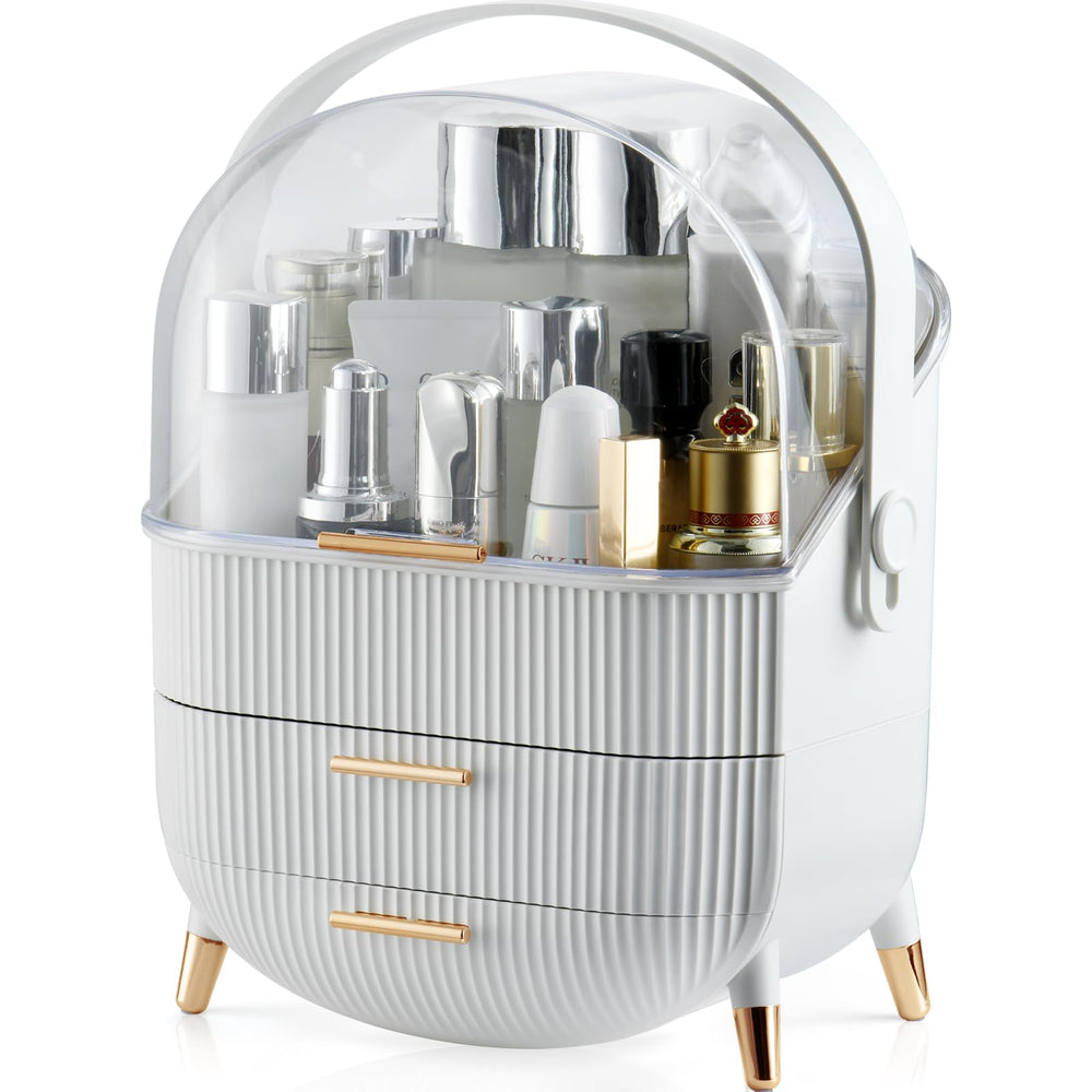 CANITORON makeup organizer on a tidy vanity, full product view.