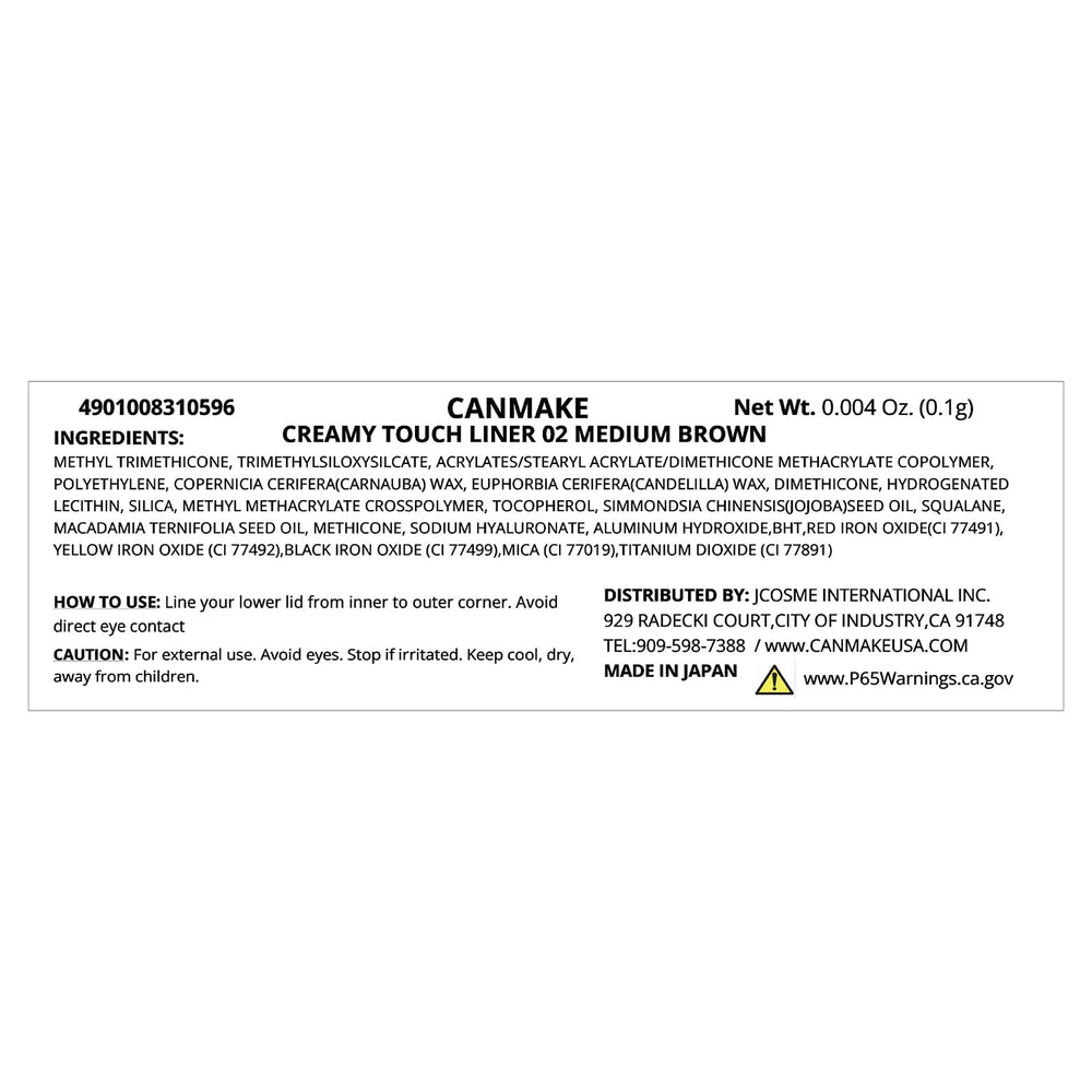 CANMAKE Creamy Touch Liner twist-action application for quick, sharpen-free use.