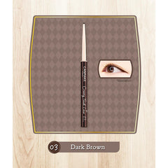 CANMAKE Creamy Touch Liner 03 Dark Brown swatch demonstrates rich color in a single stroke