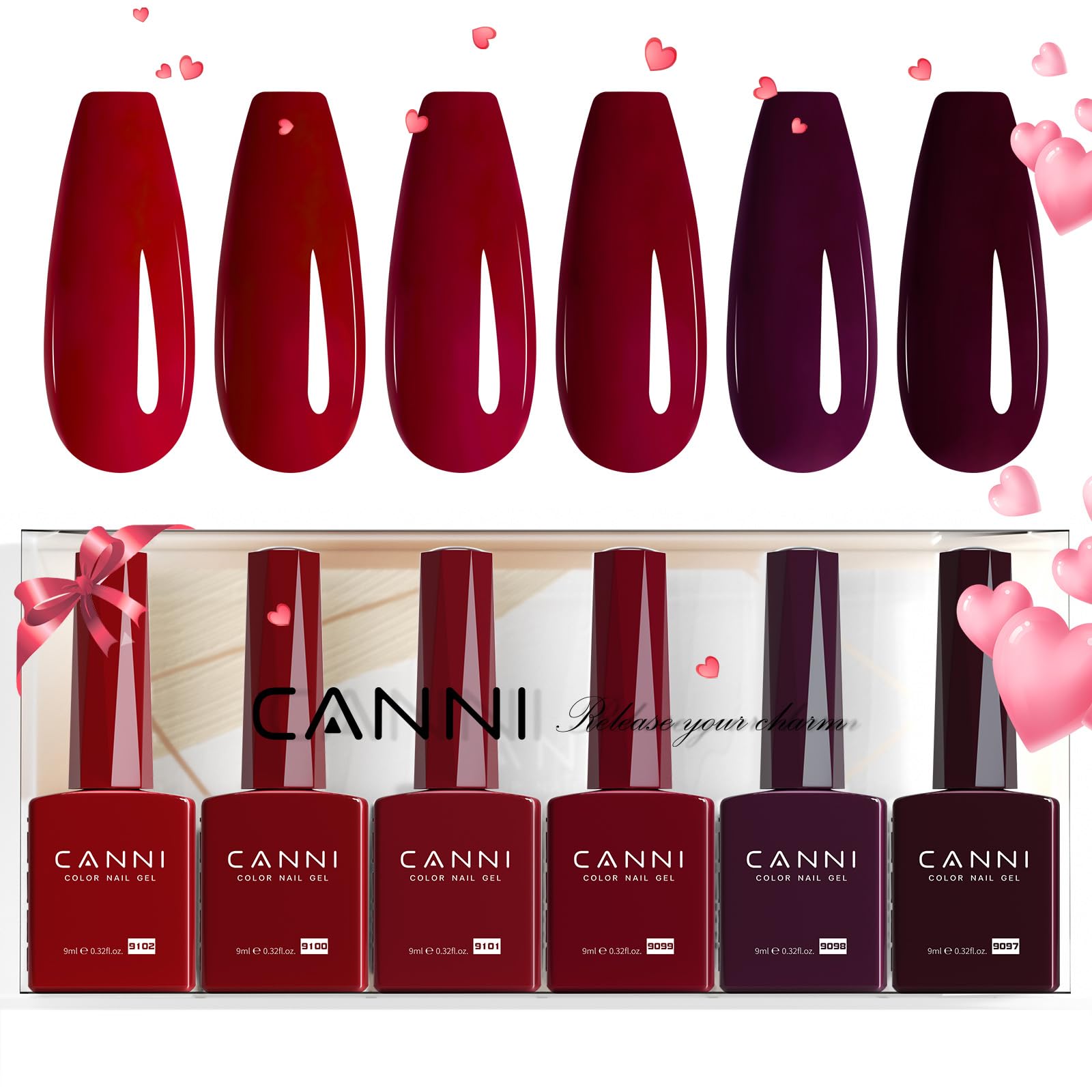 CANNI gel polish bottle close-up showing vivid color for accurate at-home comparison.