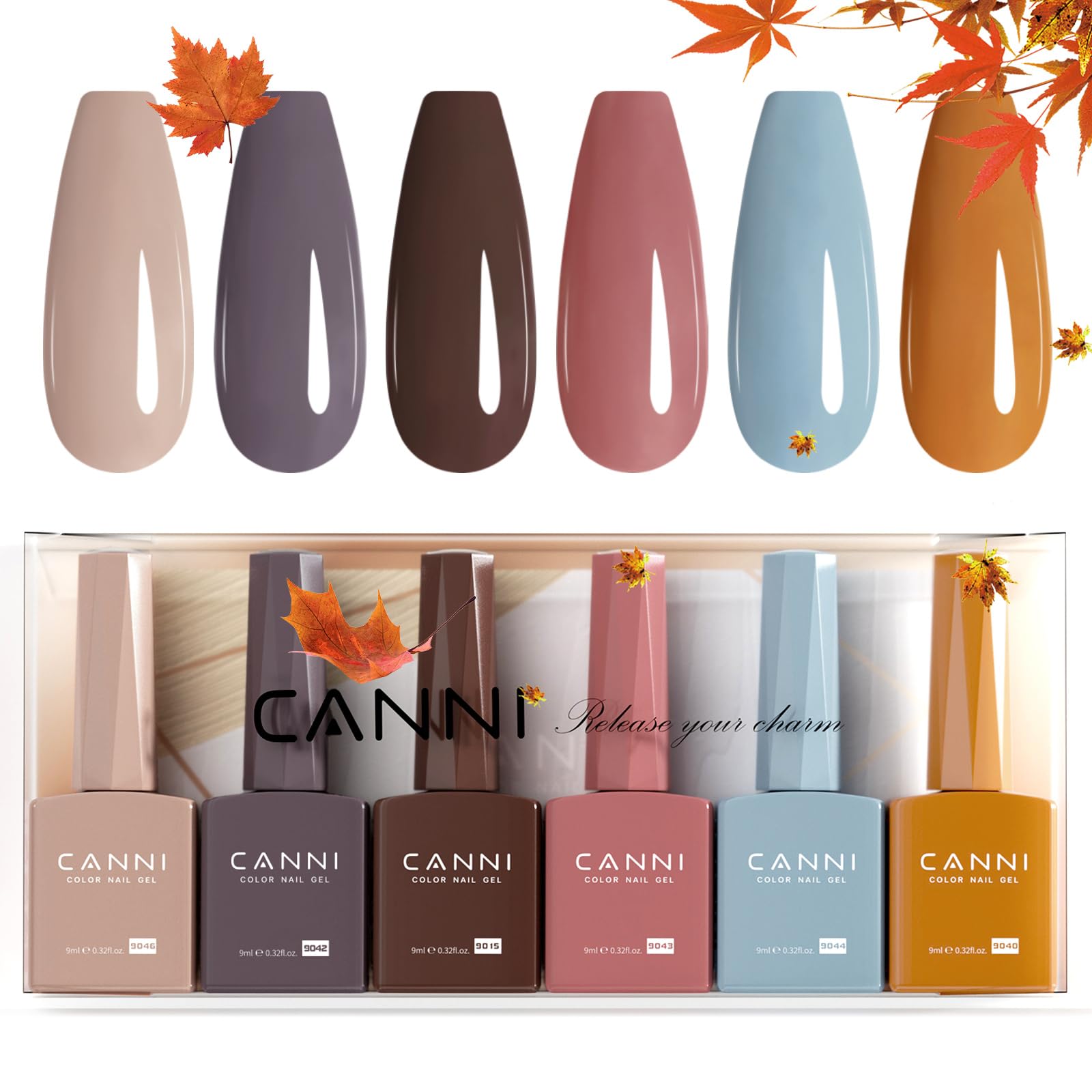 CANNI 6 colors gel bottle closeup shows true shade for precise at-home manicure.