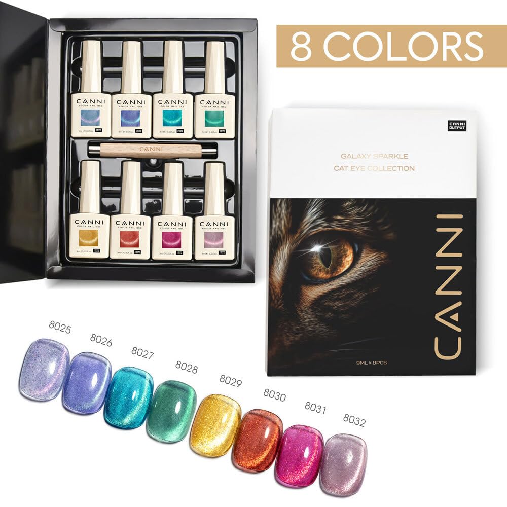 CANNI green cat eye gel polish offers vibrant color with magnetic glow