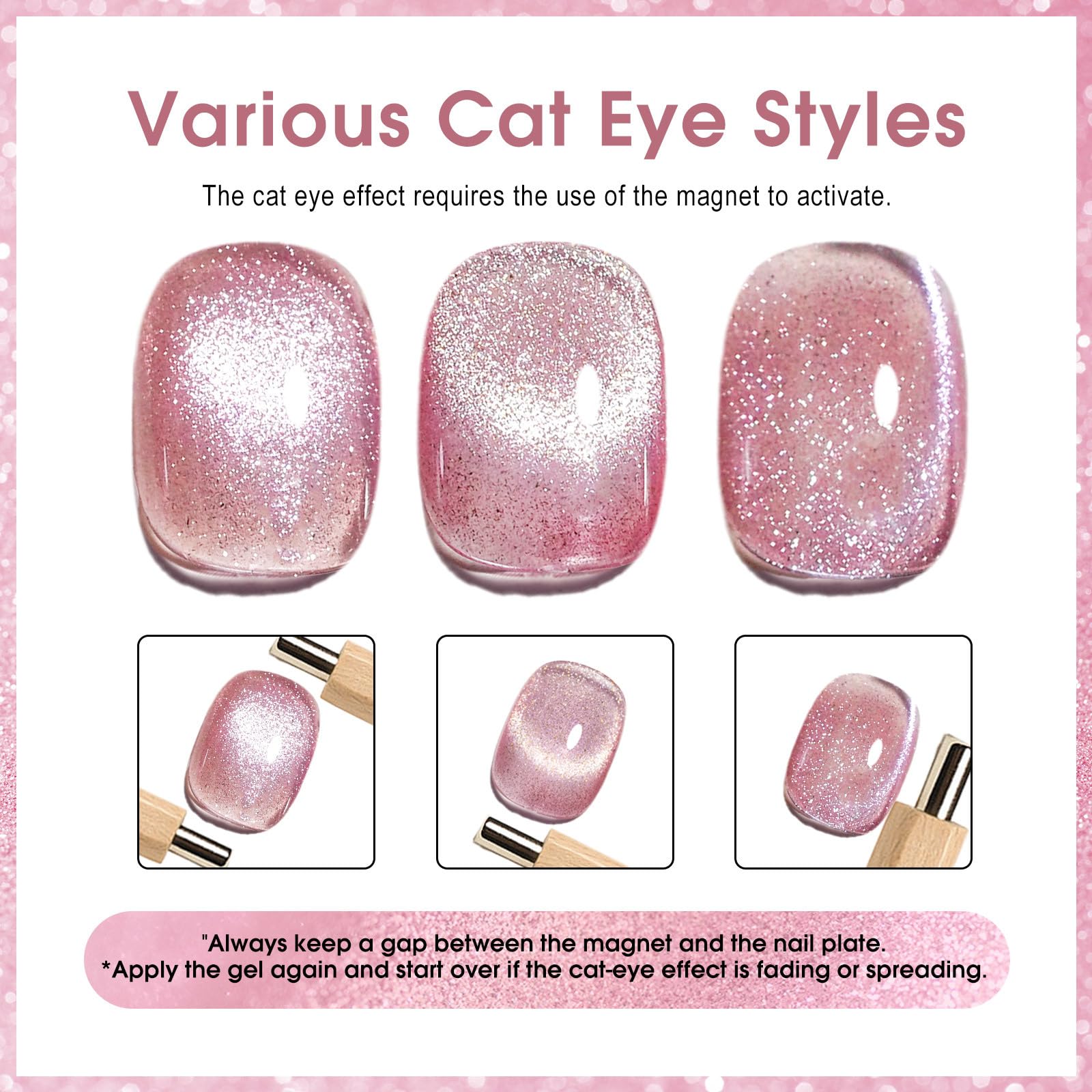 CANNI holographic cat eye gel polish produces color-shifting effects
