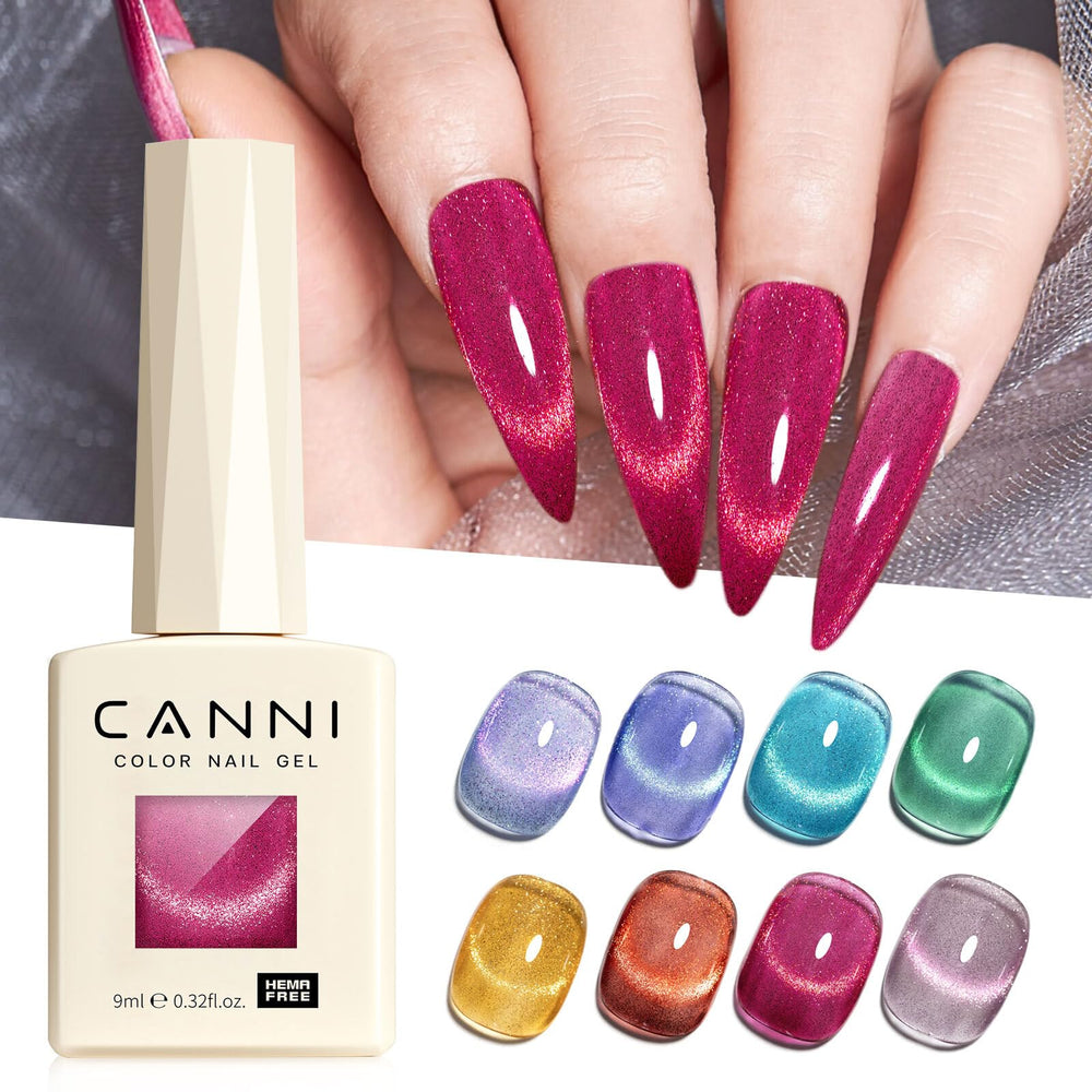 CANNI pink cat eye gel polish adds subtle shimmer and depth