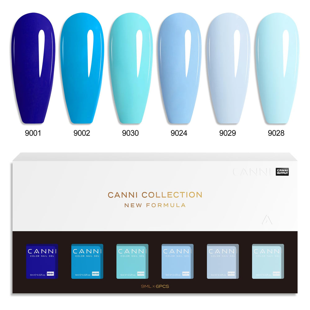 CANNI Blue Gel Nail Polish Set in elegant gift packaging for special occasions.