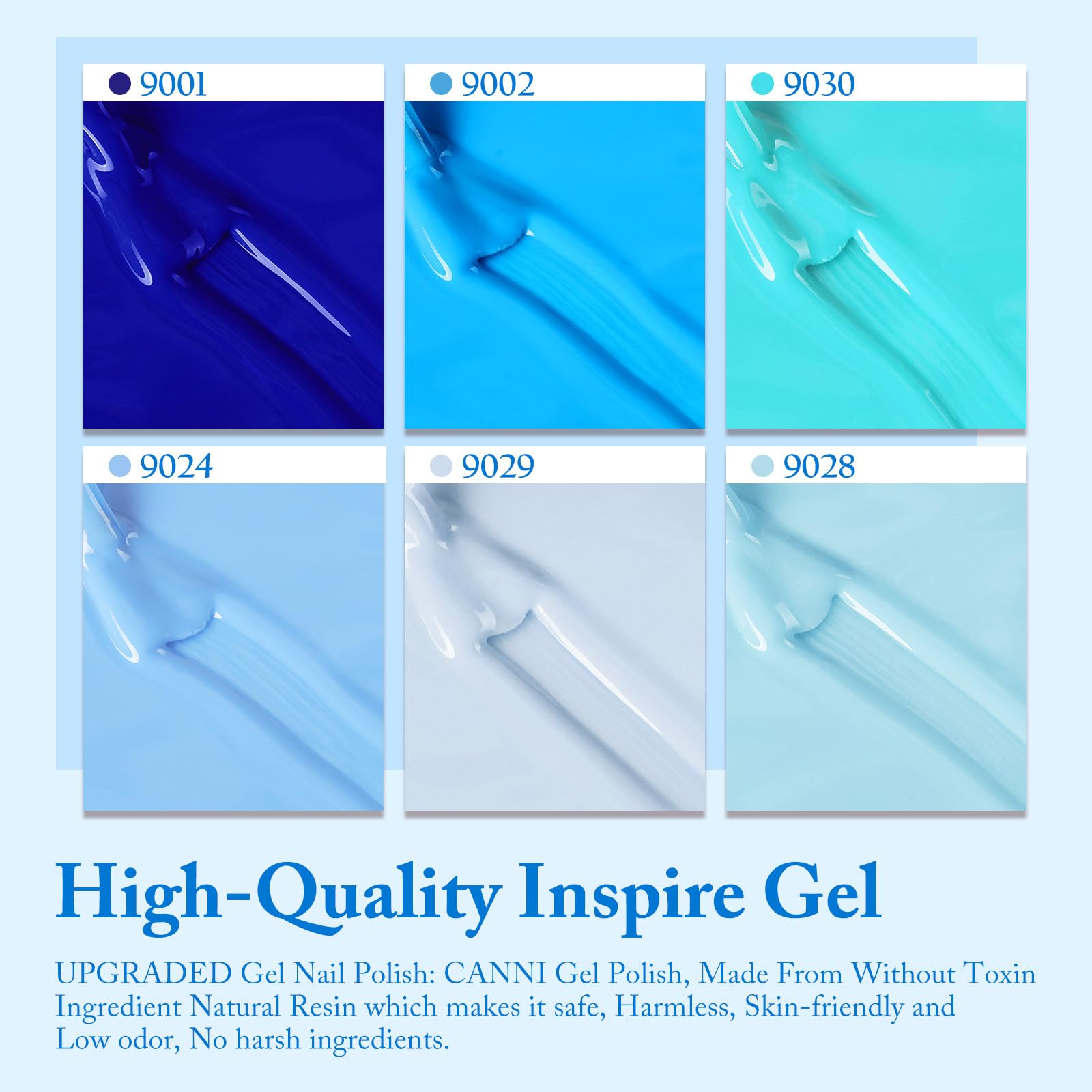 CANNI Blue Gel Nail Polish Set UV LED cure scene demonstrates fast curing under lamp.