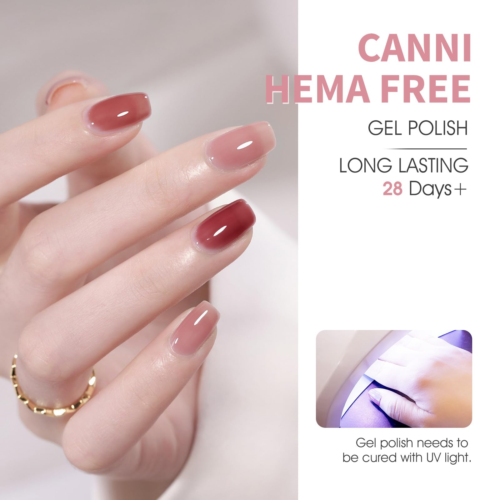 CANNI Brown Jelly Gel Nail Polish Set application steps guide for durable mani.