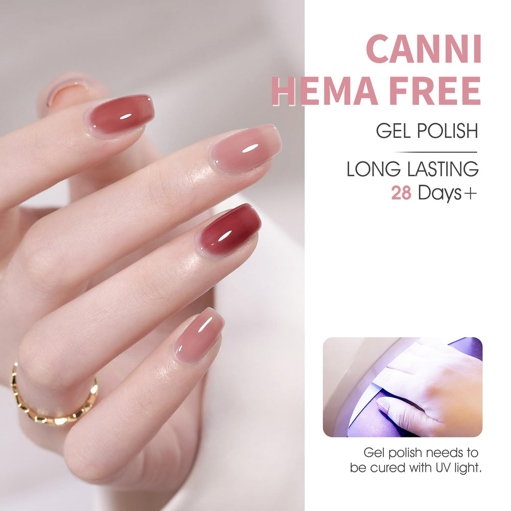 CANNI Brown Jelly Gel Nail Polish Set application steps guide for durable mani.