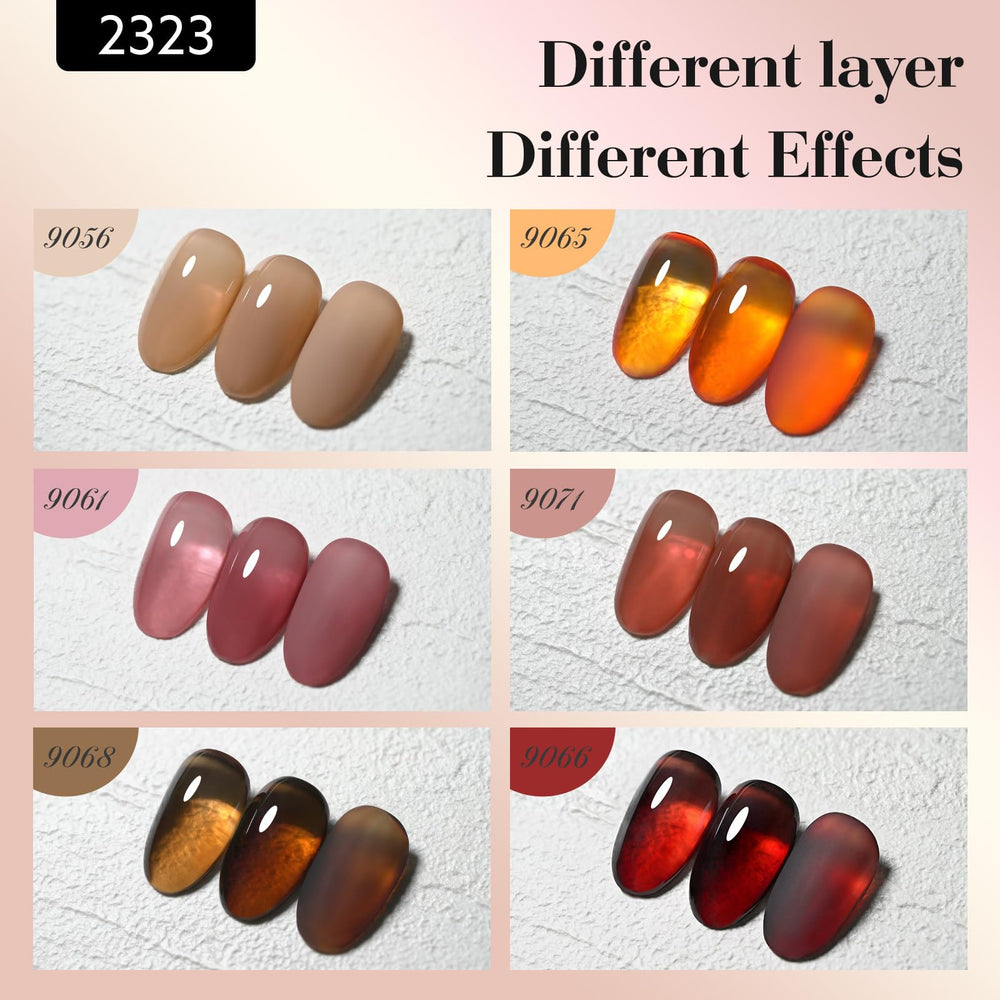CANNI Brown Jelly Gel Nail Polish Set high gloss finish delivers salon like shine.