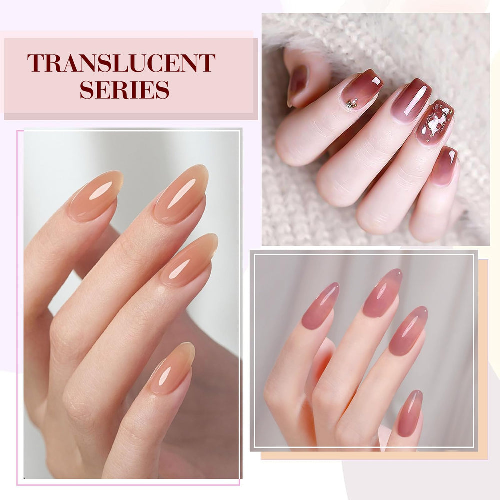 CANNI Brown Jelly Gel Nail Polish Set cures under UV LED lamps in 90 120 seconds.