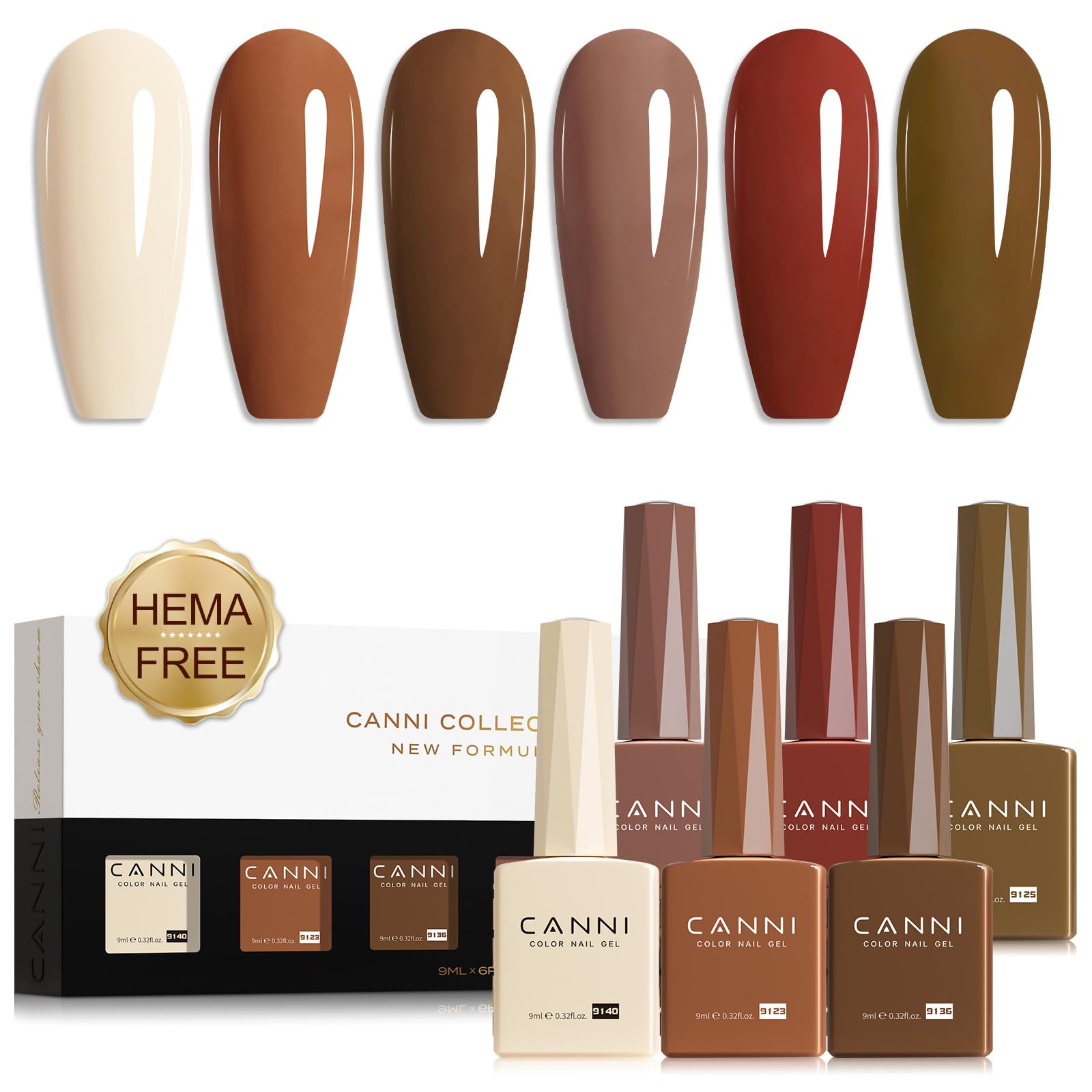 CANNI Brown Nude gel nail set packaging offers premium gift-ready presentation for gifting.