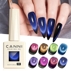 CANNI red cat-eye gel bottle demonstrates bold, magnetic color for dramatic manicure