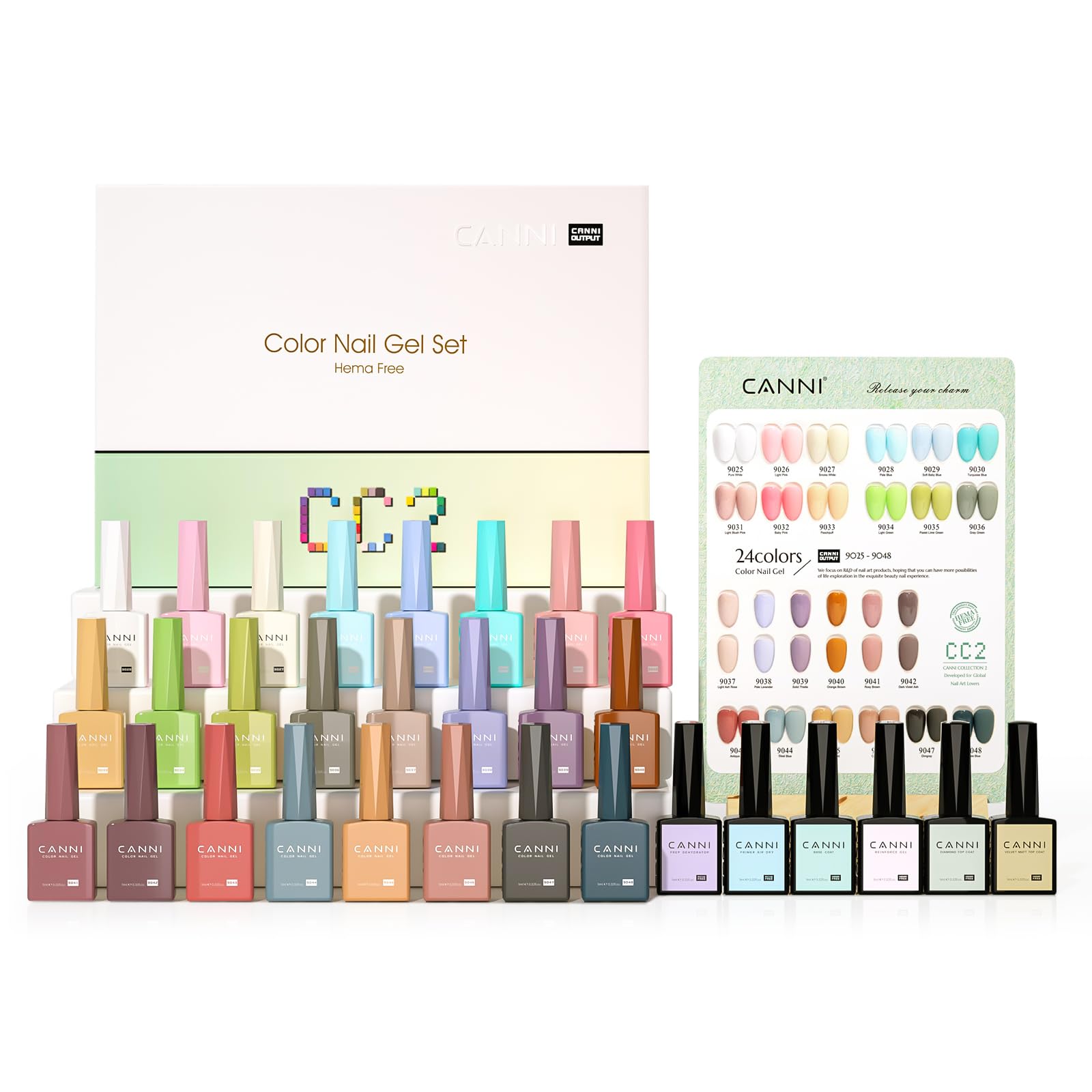CANNI CC2 gel nail polish set packaging showing a full home manicure option