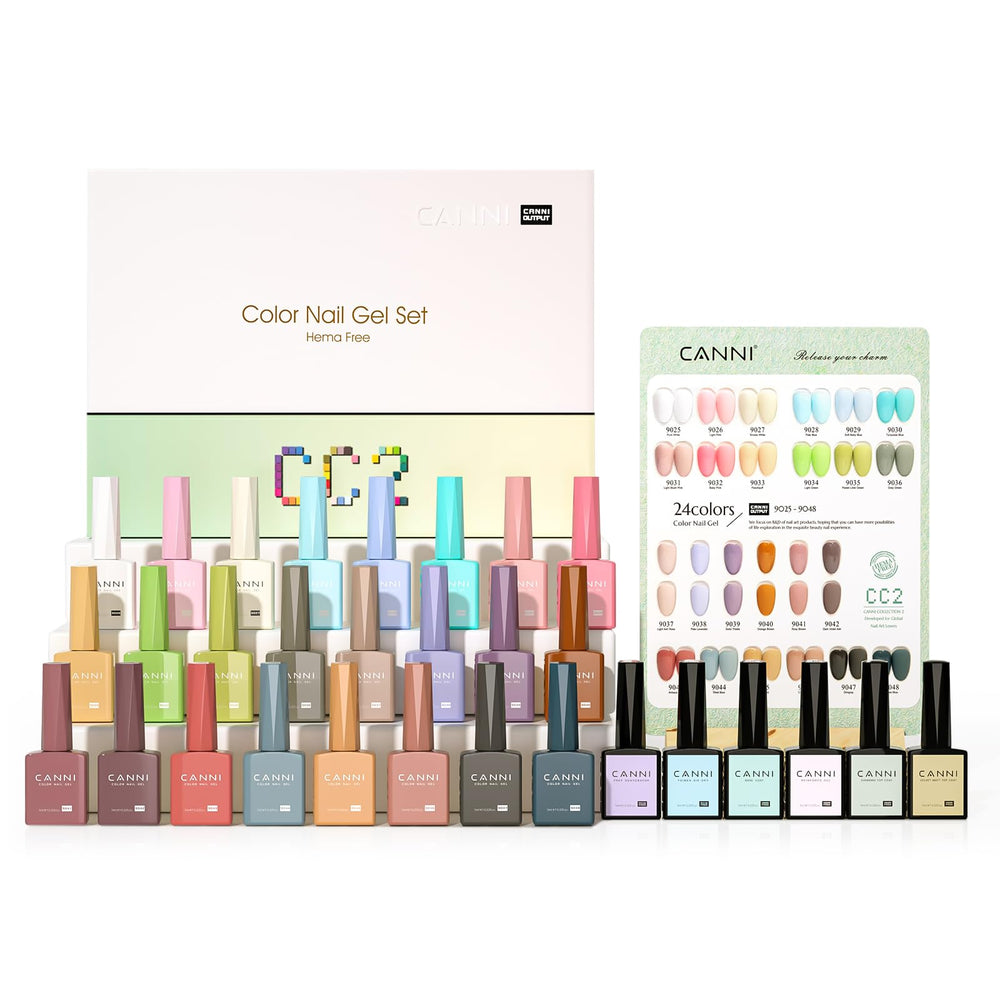 CANNI CC2 gel nail polish set packaging showing a full home manicure option