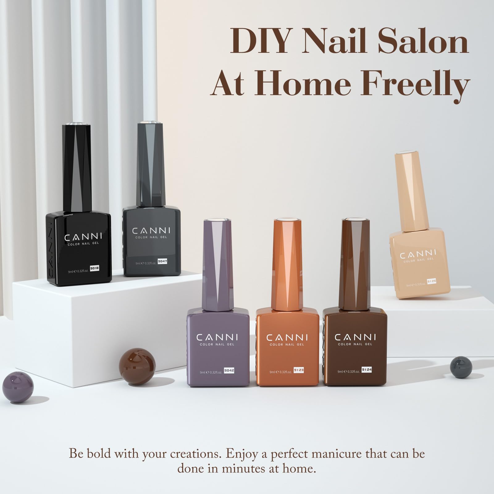 CANNI gel nail polish color bottles closeup shows true shade for easy selection