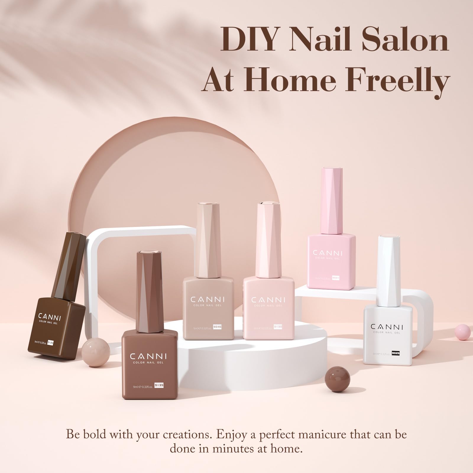 CANNI gel nail polish kit 3D crystal label highlights premium bottle design for easy color identification