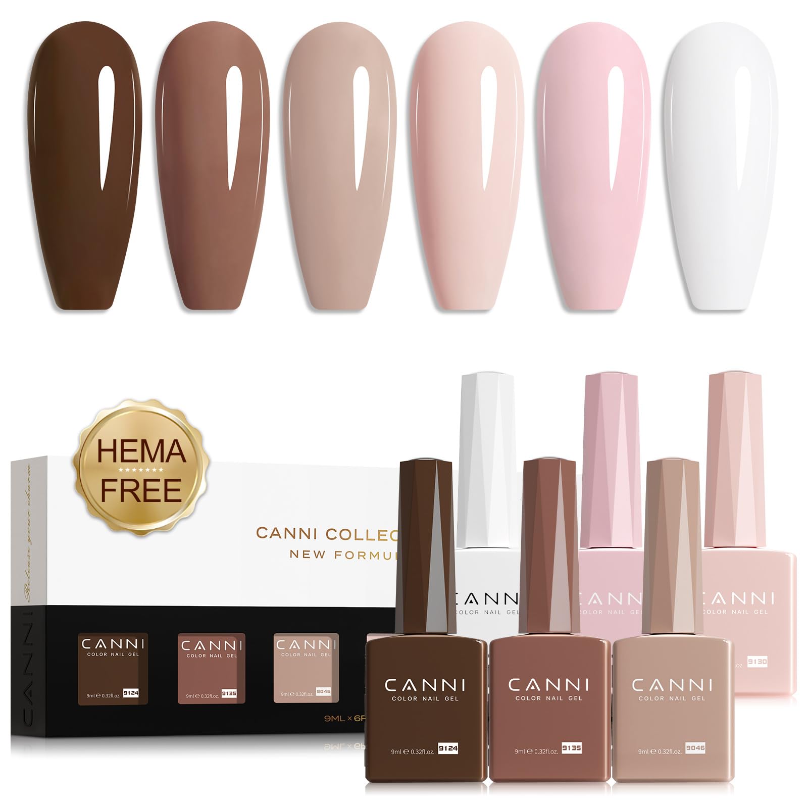 CANNI gel nail polish kit 6 colors nude pink 9ml swatches offer versatile manicure options