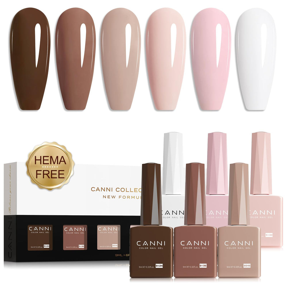 CANNI gel nail polish kit 6 colors nude pink 9ml swatches offer versatile manicure options