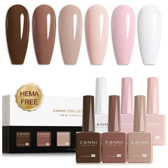 CANNI gel nail polish kit 6 colors nude pink 9ml swatches offer versatile manicure options