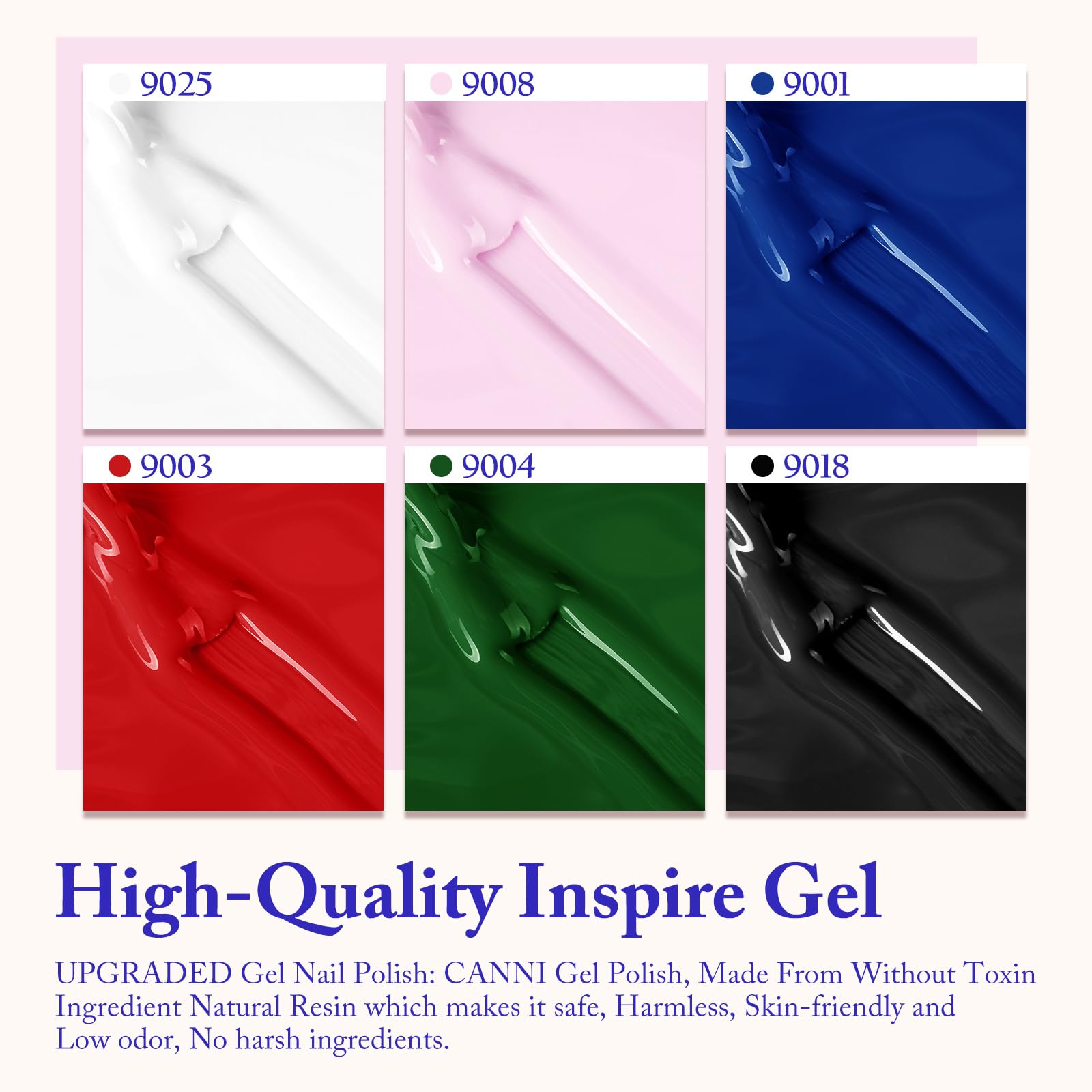 CANNI gel nail polish set black bottle highlights durable hues with 3D crystal label for easy matching.