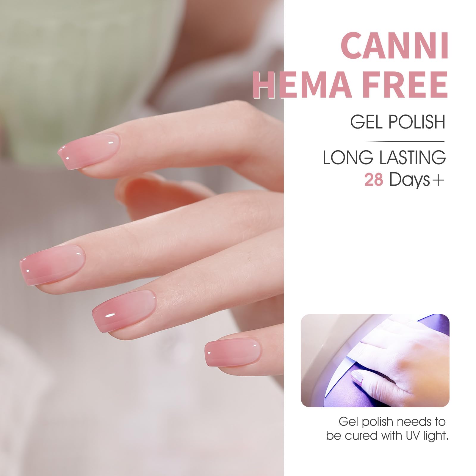 CANNI jelly-gel nail polish set neutral nude pink shades offer subtle versatile wear.