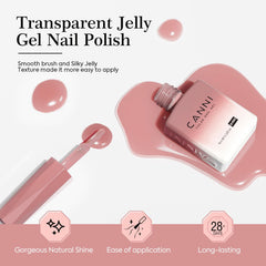 CANNI jelly-gel nail polish set wide brush application promotes smooth coats.