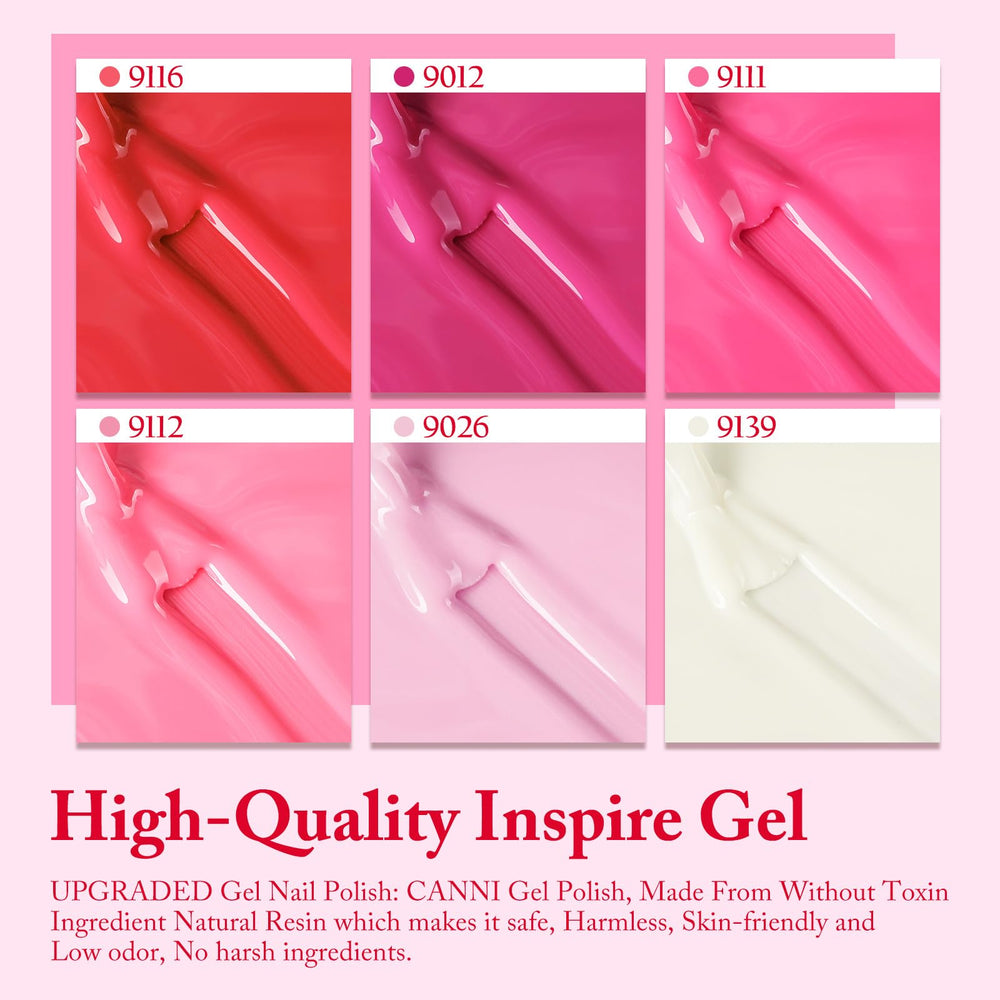 CANNI Pink Gel Nail Polish Set provides an easy, salon-like home manicure