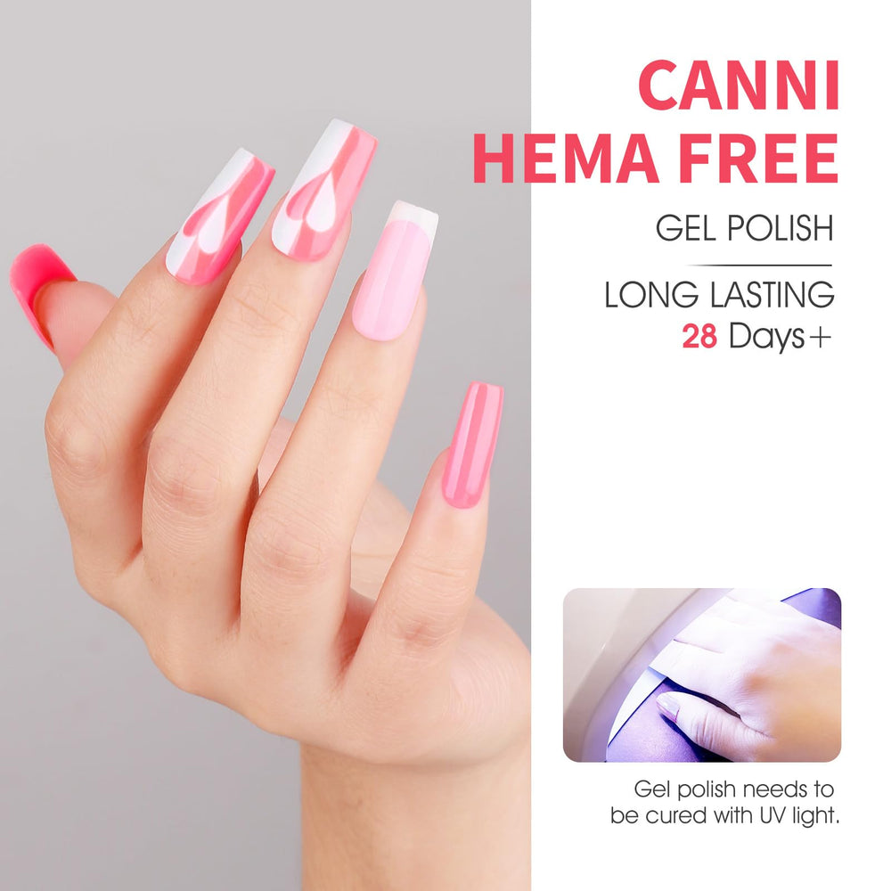 CANNI Pink Gel Nail Polish Set soak-off removal preserves natural nails