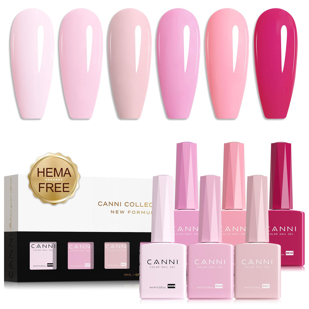 CANNI Pink Gel Nail Polish Set soft rose color bottles for quick shade matching