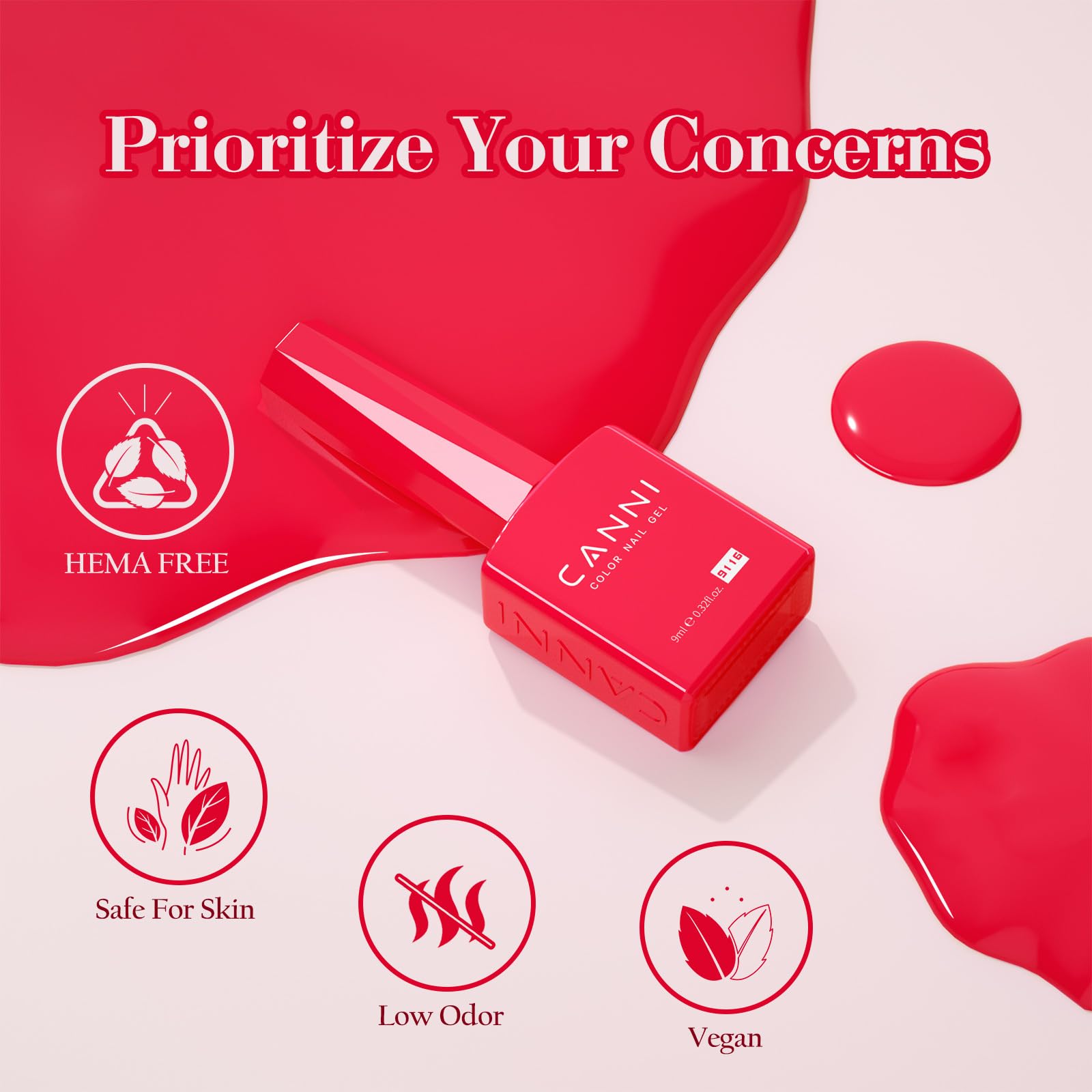 CANNI Pink Gel Nail Polish Set cures under UV or LED lamp