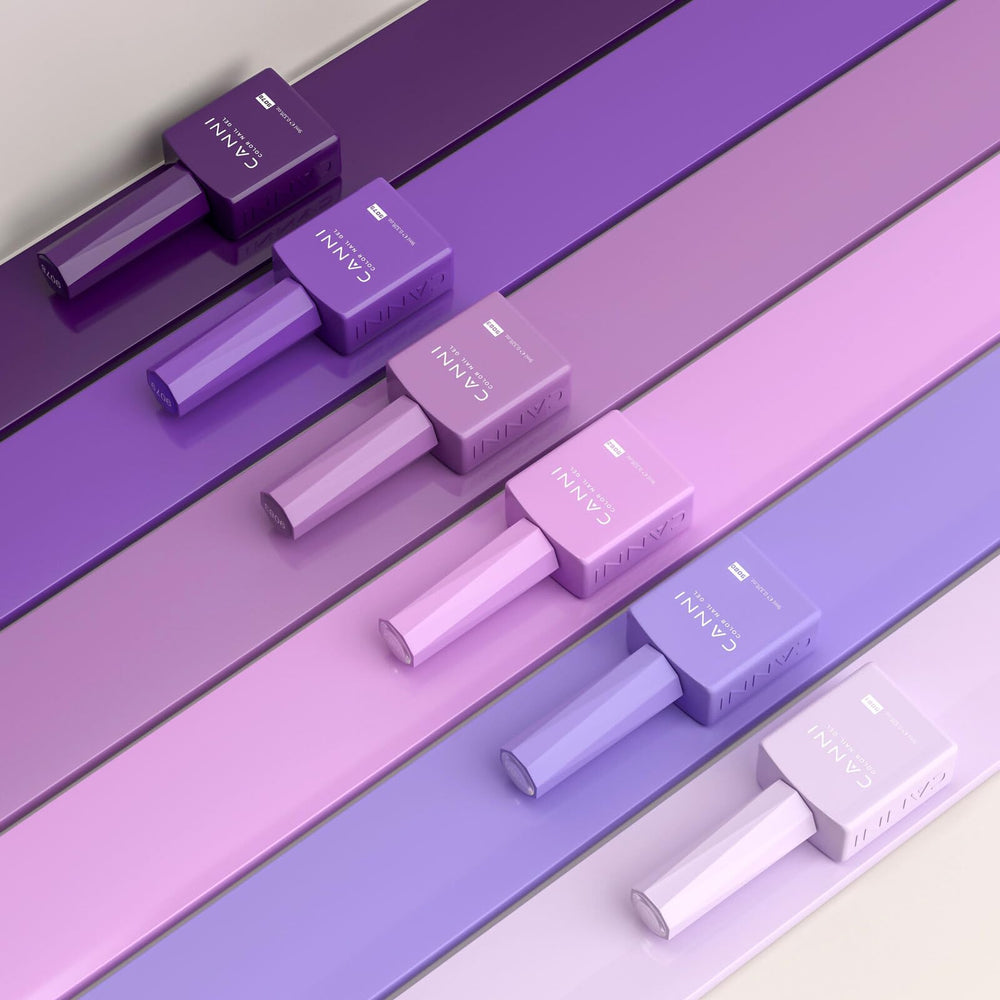 CANNI crystal label on gel bottle aids quick color pick.