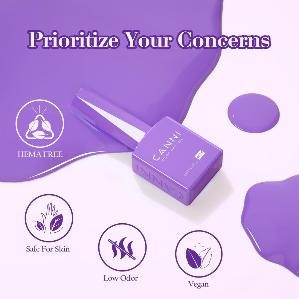 CANNI Purple violet gel bottle highlights rich color payoff in violet shade for nails.
