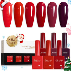 CANNI Red Gel Nail Polish Set bottle closeup shows color-accurate shade for DIY manicure.