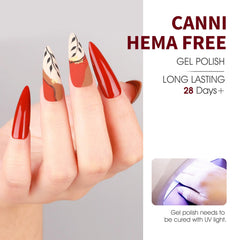 CANNI Red Gel Nail Polish Set applying gel smoothly to nail surface.