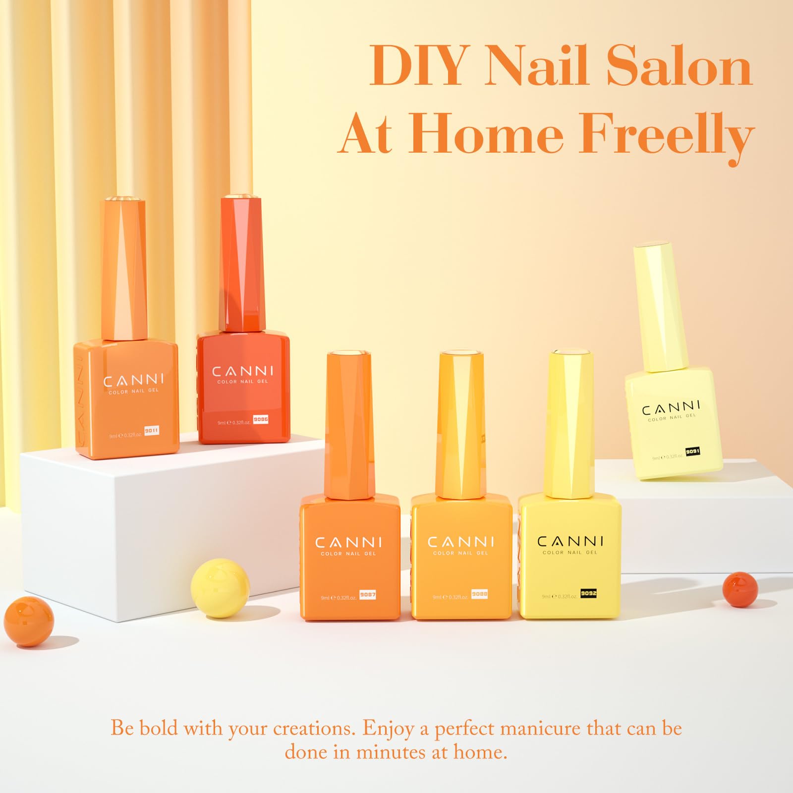 CANNI yellow gel nail polish Yellow bottle close-up for sunny mood nails