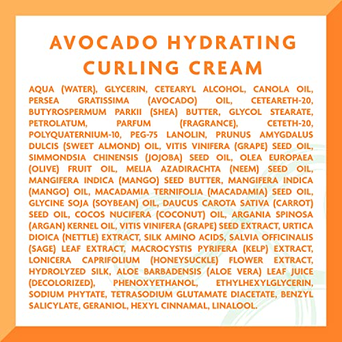 Cantu Avocado Hydrating Curling Cream brand logo on packaging for recognition