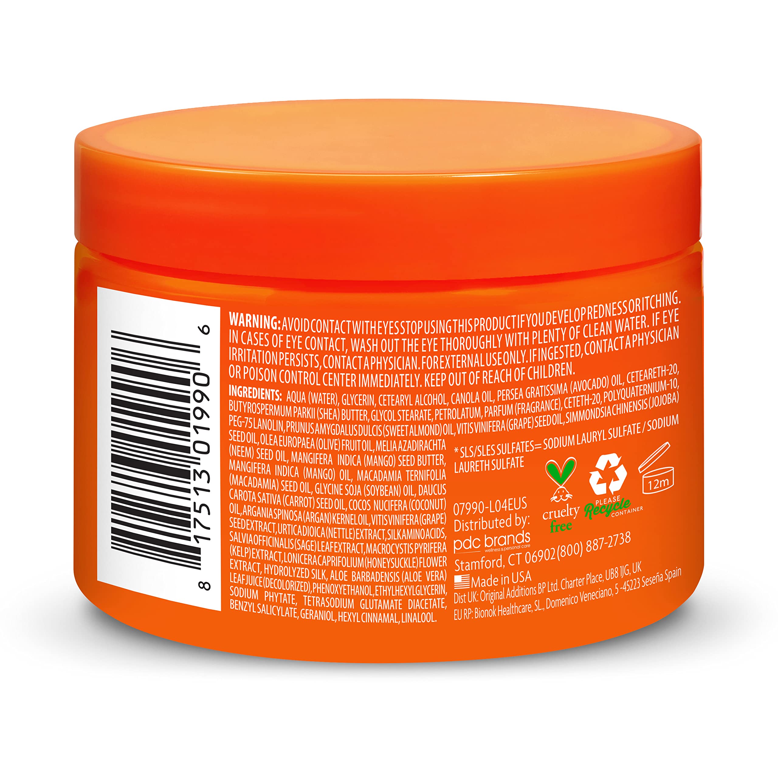 Cantu Avocado Hydrating Curling Cream packaging label close-up with ingredient details