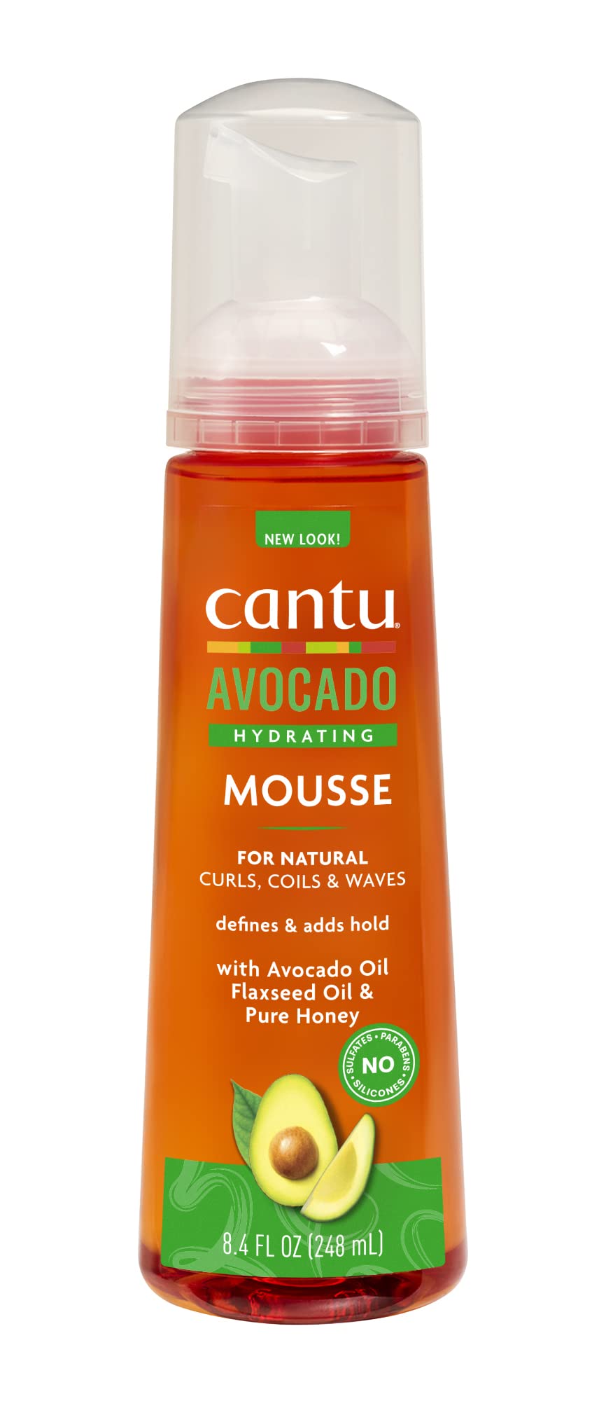 Cantu Avocado Hydrating Mousse bottle, lightweight moisture for curls and coils.