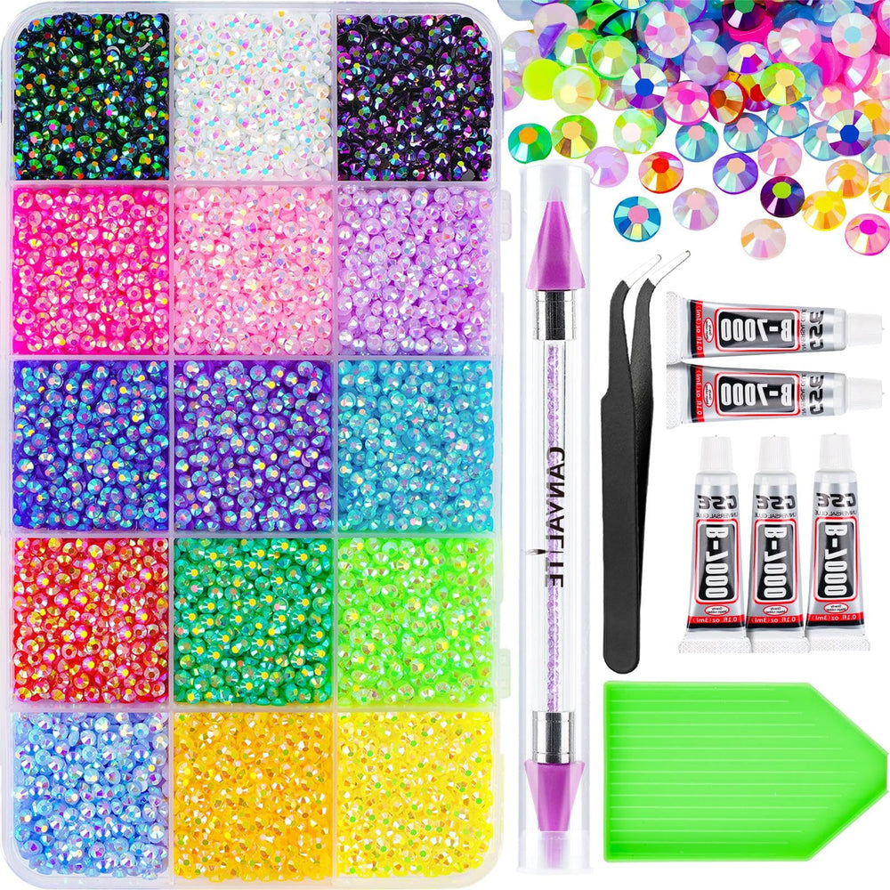 CANVALITE 18000pcs rhinestones nail art kit for vibrant manicures