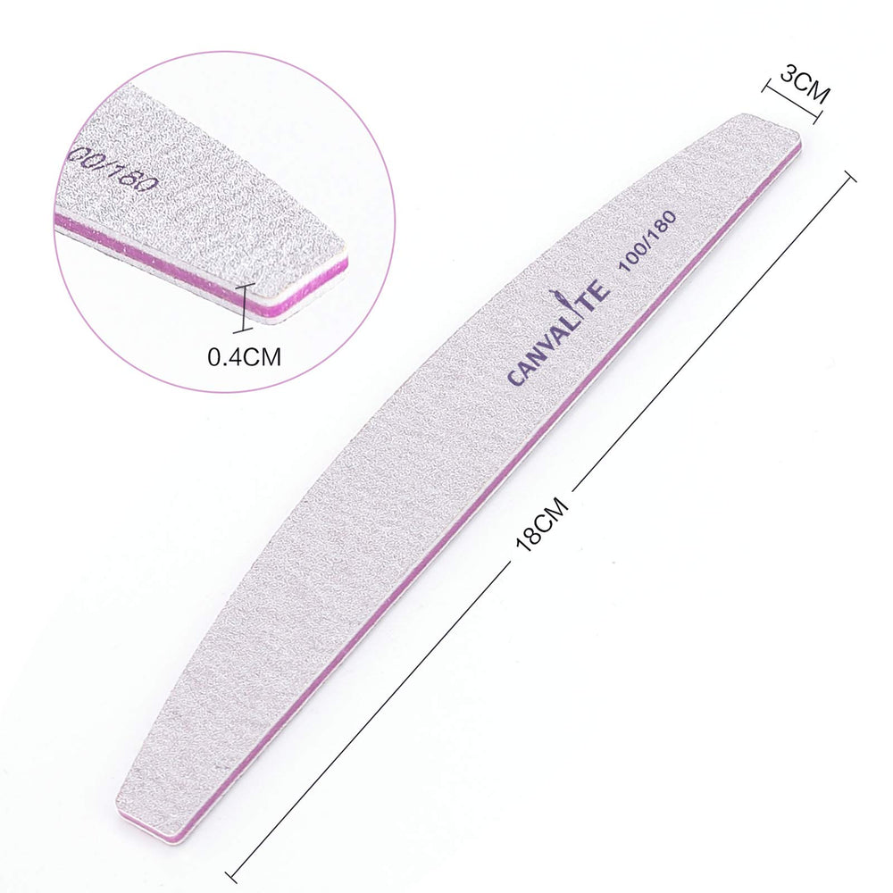 CANVALITE double-sided emery board showing 100 and 180 grit for quick filing.