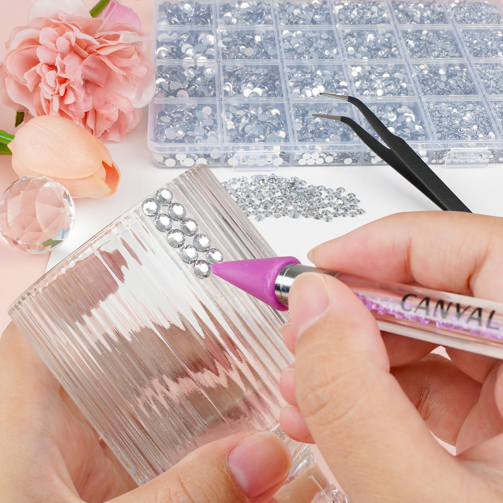 CANVALITE resin jelly rhinestones 2mm detail highlighting tiny shimmer accents for nails
