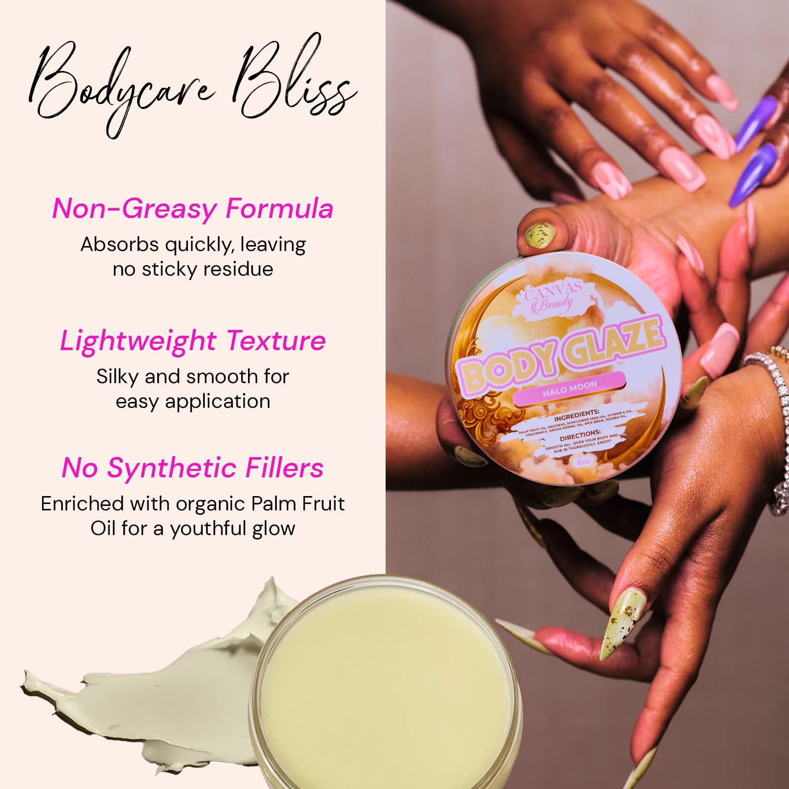 Canvas Beauty Body Glaze contents arranged for testing all 12 scents