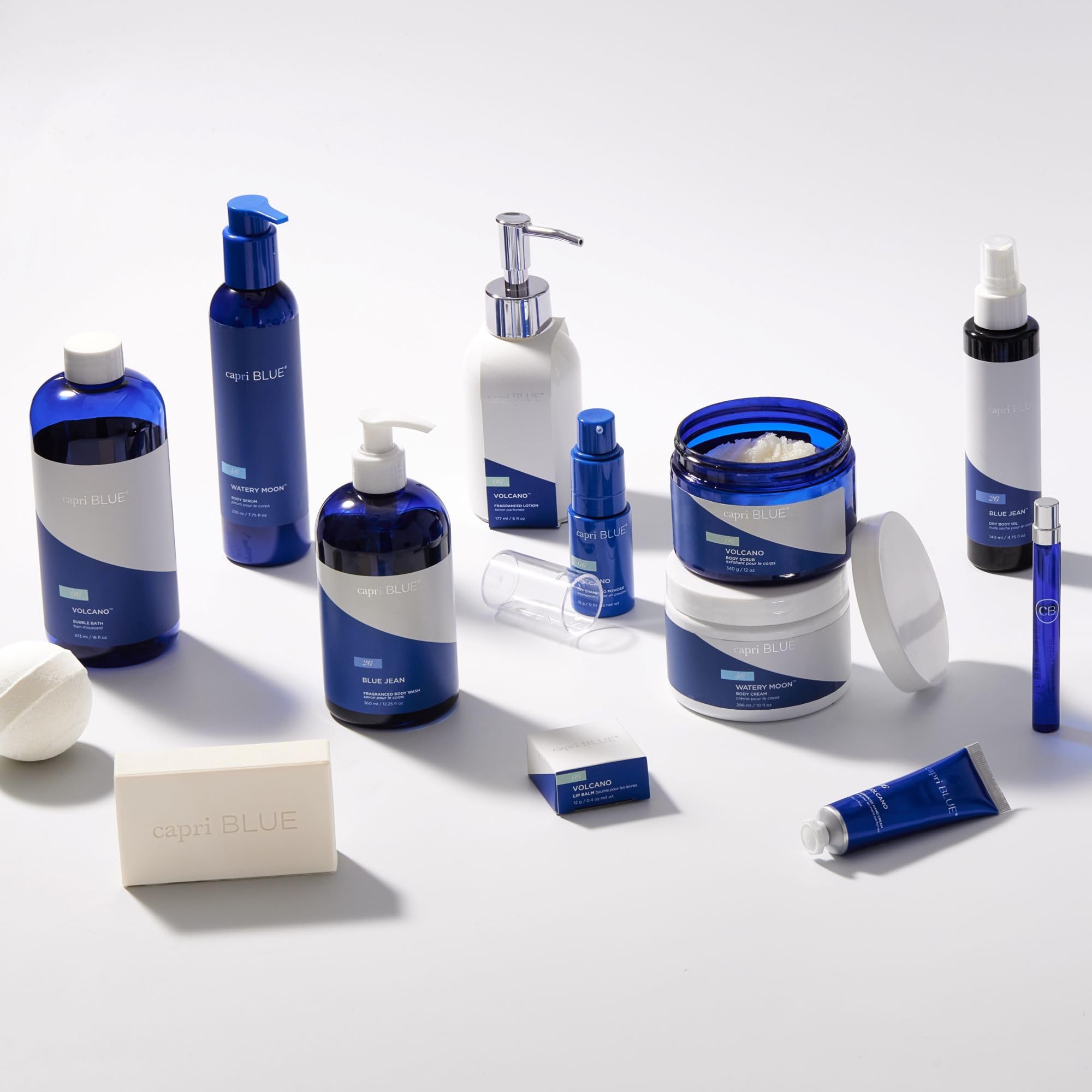 Capri Blue Volcano Bubble Bath packaging displayed as a gift-ready setup.
