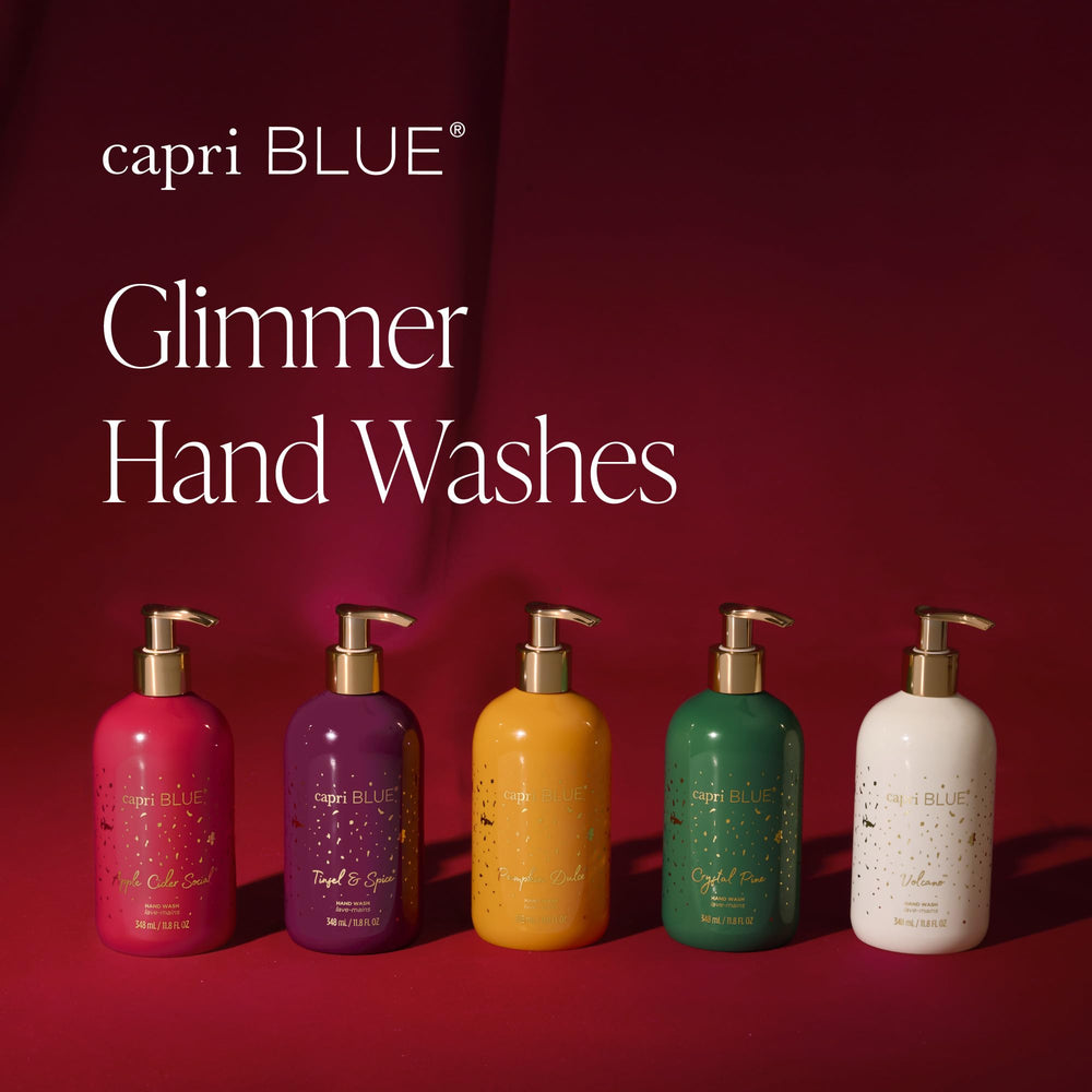 Capri Blue Volcano glimmer bottle on a counter adds a luxe touch