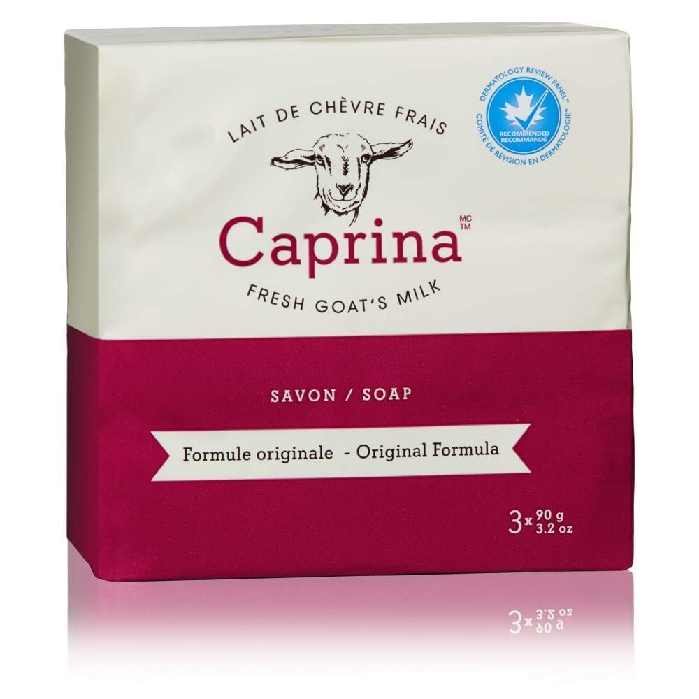 Caprina Fresh Goat's Milk Soap Original bar closeup, offering gentle cleansing for sensitive skin.
