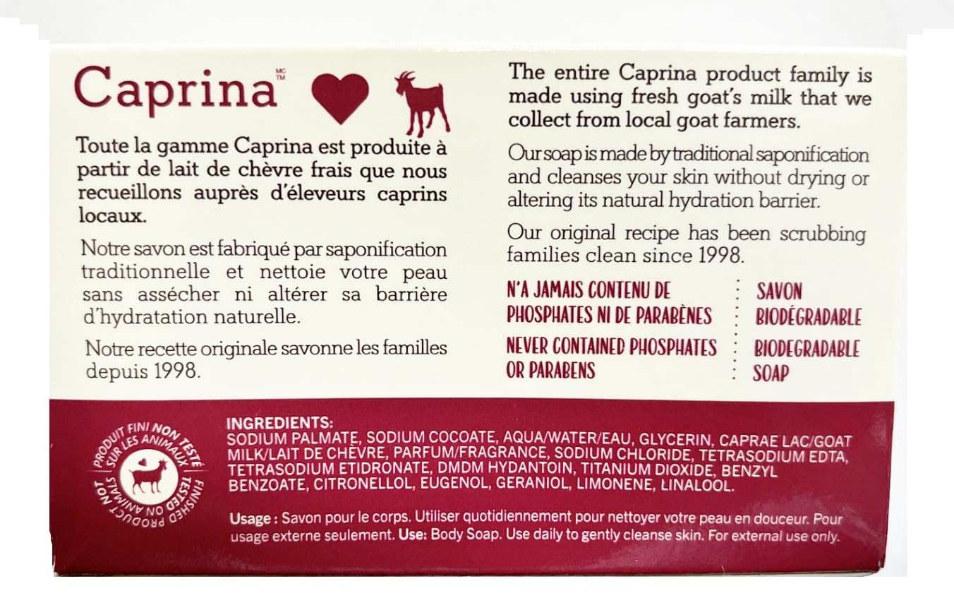 Caprina Fresh Goat's Milk Soap Original creamy lather provides light moisture for daily cleansing.