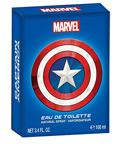 Captain America Marvel EDT bottle top close-up showing metallic cap.