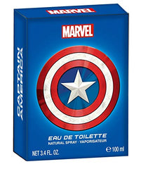 Captain America Marvel EDT bottle top close-up showing metallic cap.