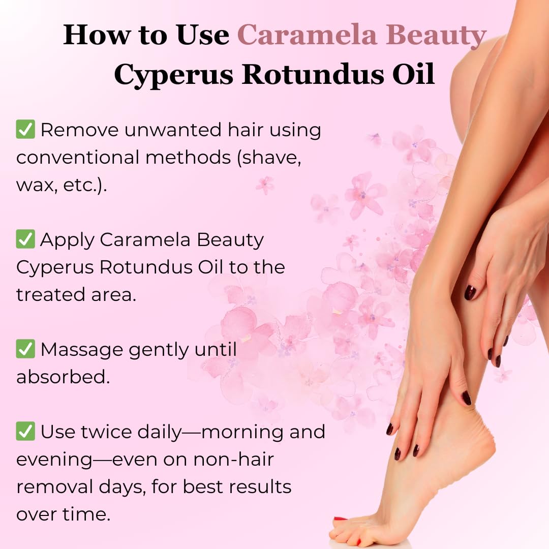 Caramela Beauty Cyperus Rotundus Oil easy-use routine for smoother skin.