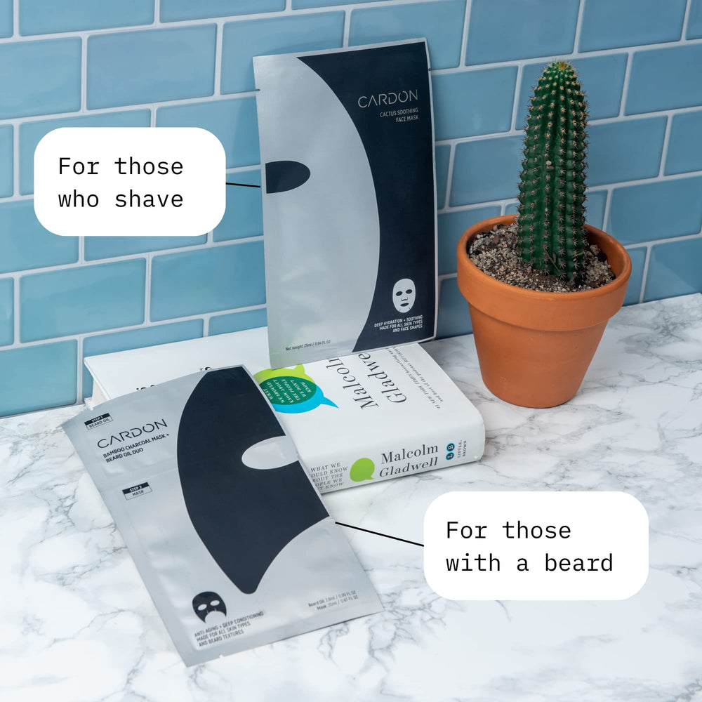 Cardon cactus extract hydration image highlights vitamin E for soothing shave irritation.